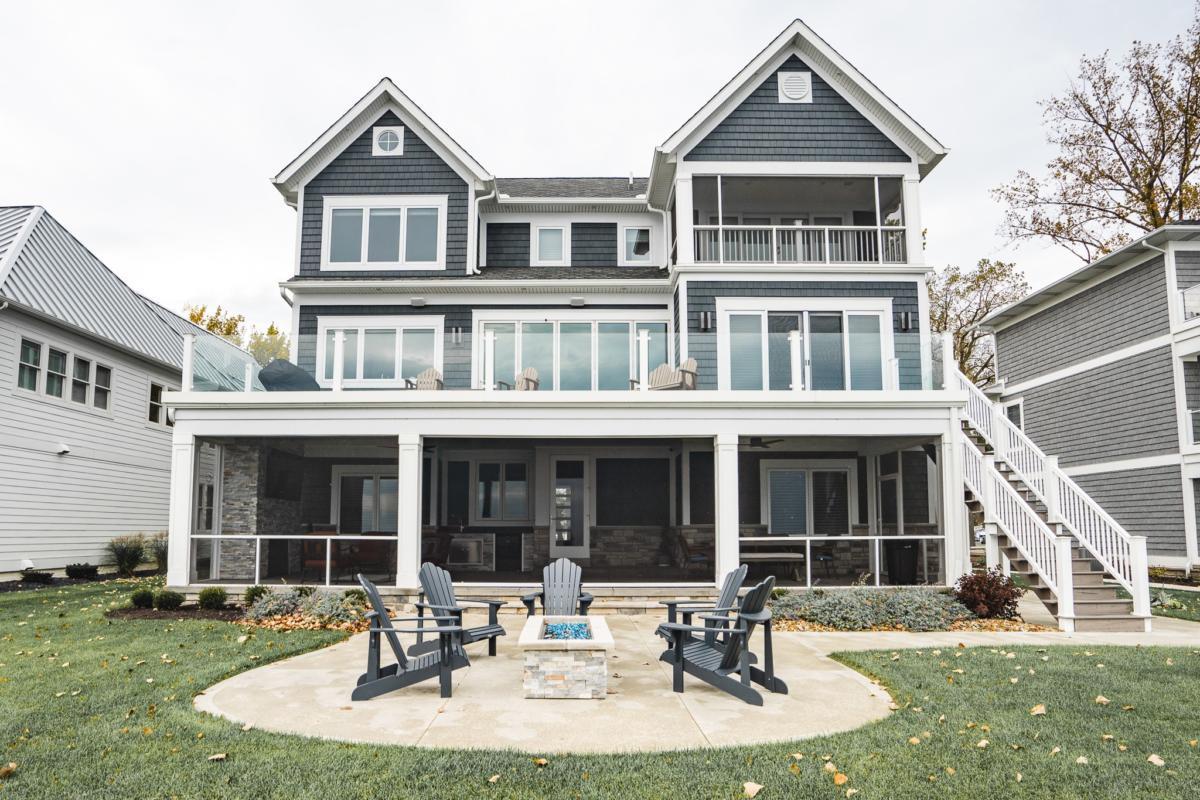 Custom built screens on a lakefront home in Marblehead, Ohio.