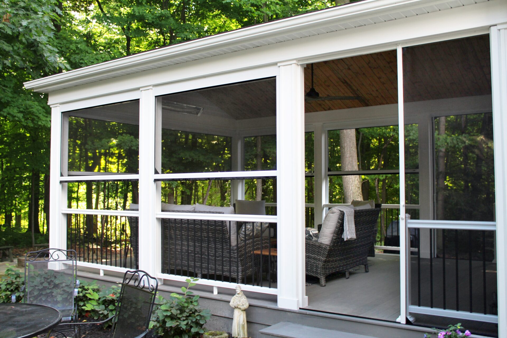 Screening Solutions Ohio uses a Phantom Retractable Screen to screen an extra large opening.